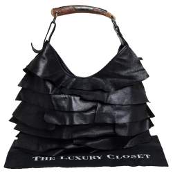 Pre Owned Yves Saint Laurent Black Leather St. Tropez Mombasa Hobo