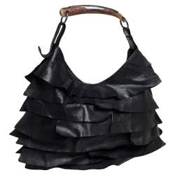 Pre Owned Yves Saint Laurent Black Leather St. Tropez Mombasa Hobo