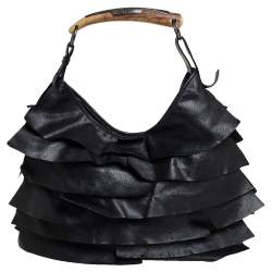 Pre Owned Yves Saint Laurent Black Leather St. Tropez Mombasa Hobo