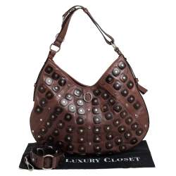 مملوكة مسبقًا Yves Saint Laurent Brown Studded Hobo