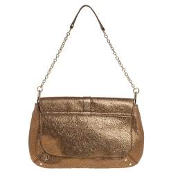 مملوكة مسبقًا Yves Saint Laurent Metallic Gold Textured Leather Emma Chain Bag