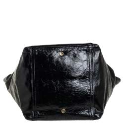 مملوكة مسبقًا حقيبة يد سان لوران باريس داونتاون كبيرة جلد لامع أسود 