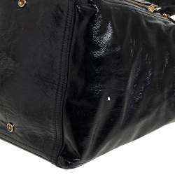 مملوكة مسبقًا حقيبة يد سان لوران باريس داونتاون كبيرة جلد لامع أسود 