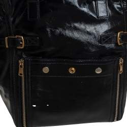 مملوكة مسبقًا حقيبة يد سان لوران باريس داونتاون كبيرة جلد لامع أسود 