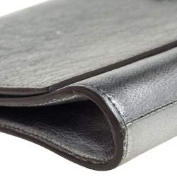 Pre Owned Yves Saint Laurent Metallic Leather Belle De Jour Flap Clutch