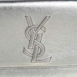 Pre Owned Yves Saint Laurent Metallic Leather Belle De Jour Flap Clutch