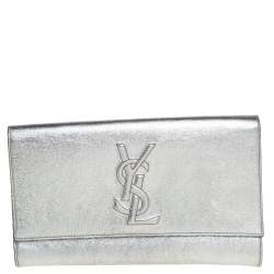 Pre Owned Yves Saint Laurent Metallic Leather Belle De Jour Flap Clutch