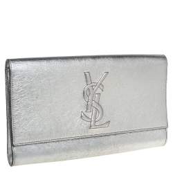 Pre Owned Yves Saint Laurent Metallic Leather Belle De Jour Flap Clutch