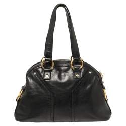 Pre Owned Yves Saint Laurent Black Leather Medium Muse Satchel