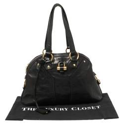 Pre Owned Yves Saint Laurent Black Leather Medium Muse Satchel