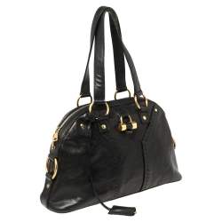Pre Owned Yves Saint Laurent Black Leather Medium Muse Satchel