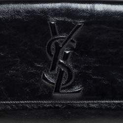 Pre Owned Yves Saint Laurent Black Patent Leather Belle De Jour Flap Clutch