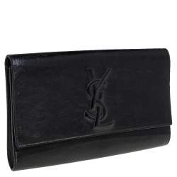 Pre Owned Yves Saint Laurent Black Patent Leather Belle De Jour Flap Clutch