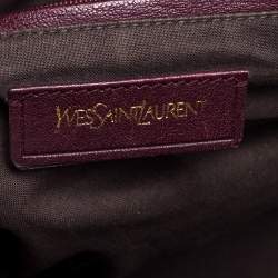 Pre Owned حقيبة سان لوران كاباس تشيك جلد عنابي كبيرة