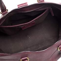 Pre Owned حقيبة سان لوران كاباس تشيك جلد عنابي كبيرة