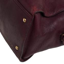 Pre Owned حقيبة سان لوران كاباس تشيك جلد عنابي كبيرة