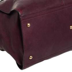 Pre Owned حقيبة سان لوران كاباس تشيك جلد عنابي كبيرة