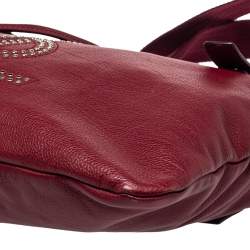 Pre Owned Yves Saint Laurent Maroon Leather Small Kahala Drawstring Tote