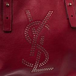 Pre Owned Yves Saint Laurent Maroon Leather Small Kahala Drawstring Tote