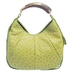 Pre Owned Yves Saint Laurent Apple Green Ostrich Mombasa Hobo 