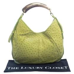 Pre Owned Yves Saint Laurent Apple Green Ostrich Mombasa Hobo 