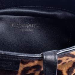 Pre Owned Yves Saint Laurent Leopard Print Pony Hair Bucket Bag