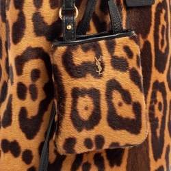 Pre Owned Yves Saint Laurent Leopard Print Pony Hair Bucket Bag
