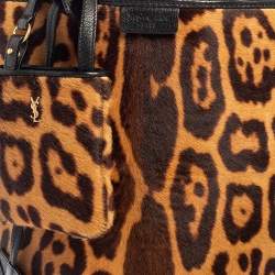 Pre Owned Yves Saint Laurent Leopard Print Pony Hair Bucket Bag