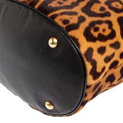 Pre Owned Yves Saint Laurent Leopard Print Pony Hair Bucket Bag