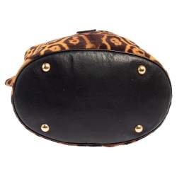 Pre Owned Yves Saint Laurent Leopard Print Pony Hair Bucket Bag