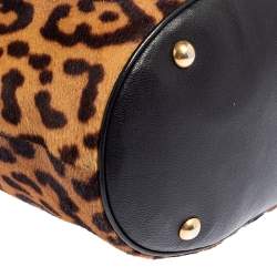 Pre Owned Yves Saint Laurent Leopard Print Pony Hair Bucket Bag