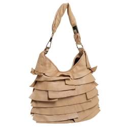  Yves Saint Laurent Beige Leather Small St Tropez Hobo