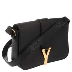 Pre Owned Yves Saint Laurent Black Leather Medium Chyc Flap Bag