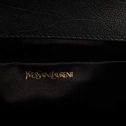 مملوكة مسبقًا حقيبة كلتش ايف سان لوران شيك جلد وشعر عجل مطبوع نقشة الفهد أسود/ بني