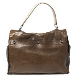 Yves Saint Laurent Tricolor Lizard Embossed Leather and Suede Large Muse Two Top Handle Bag