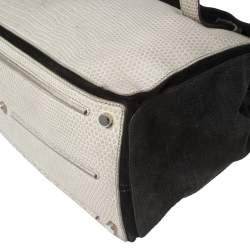 Yves Saint Laurent Tricolor Lizard Embossed Leather and Suede Large Muse Two Top Handle Bag