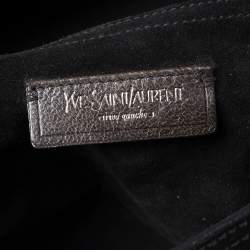 Yves Saint Laurent Tricolor Lizard Embossed Leather and Suede Large Muse Two Top Handle Bag