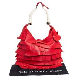Pre Owned Yves Saint Laurent Red Leather St.Tropez Mombasa Hobo