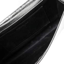 Pre Owned Yves Saint Laurent Metallic Silver Leather Belle De Jour Clutch