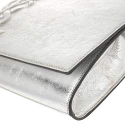 Pre Owned Yves Saint Laurent Metallic Silver Leather Belle De Jour Clutch