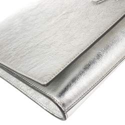 Pre Owned Yves Saint Laurent Metallic Silver Leather Belle De Jour Clutch