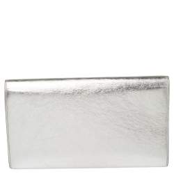 Pre Owned Yves Saint Laurent Metallic Silver Leather Belle De Jour Clutch