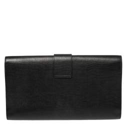 Pre Owned Yves Saint Laurent Black Textured Leather Y-Ligne Clutch