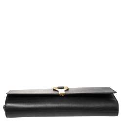 Pre Owned Yves Saint Laurent Black Textured Leather Y-Ligne Clutch