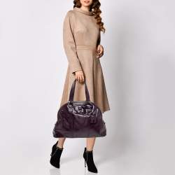 Pre Owned  حقيبة إيف سان لوران ميوز جلد عنابي لامع كبيرة