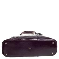 Pre Owned  حقيبة إيف سان لوران ميوز جلد عنابي لامع كبيرة