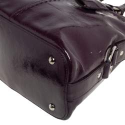 Pre Owned  حقيبة إيف سان لوران ميوز جلد عنابي لامع كبيرة