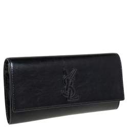 Pre Owned Yves Saint Laurent Black Patent Leather Small Belle De Jour Flap Clutch