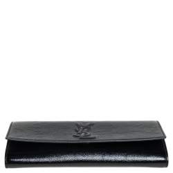 Pre Owned Yves Saint Laurent Black Patent Leather Small Belle De Jour Flap Clutch