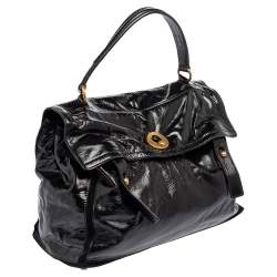 Yves Saint Laurent Black Patent Leather Large Muse Top Handle Bag